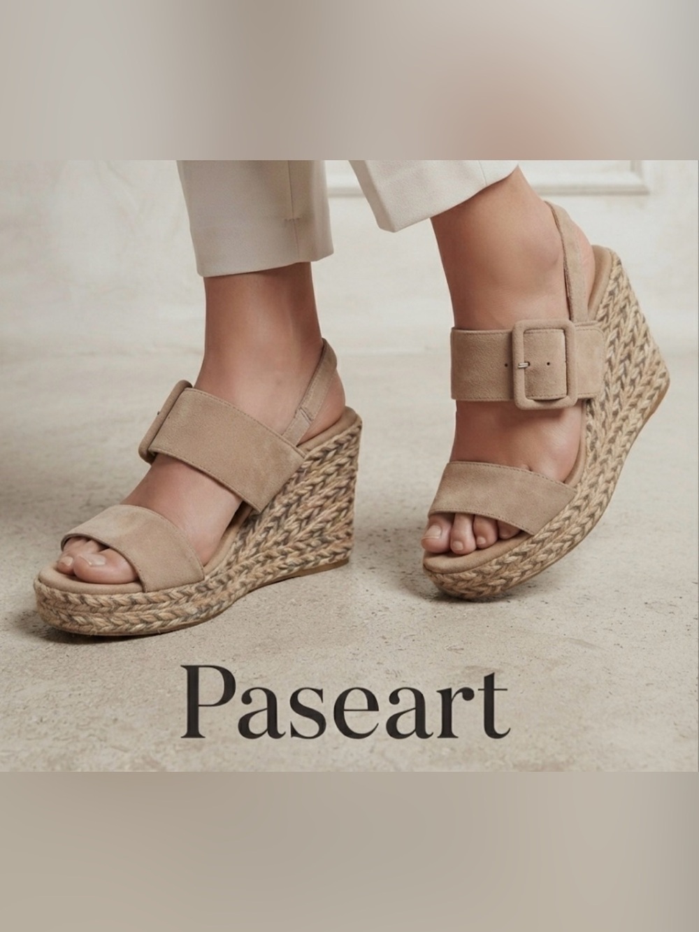 Authentic Paseart suede leather espadrille sandals sz 9 Euro 39